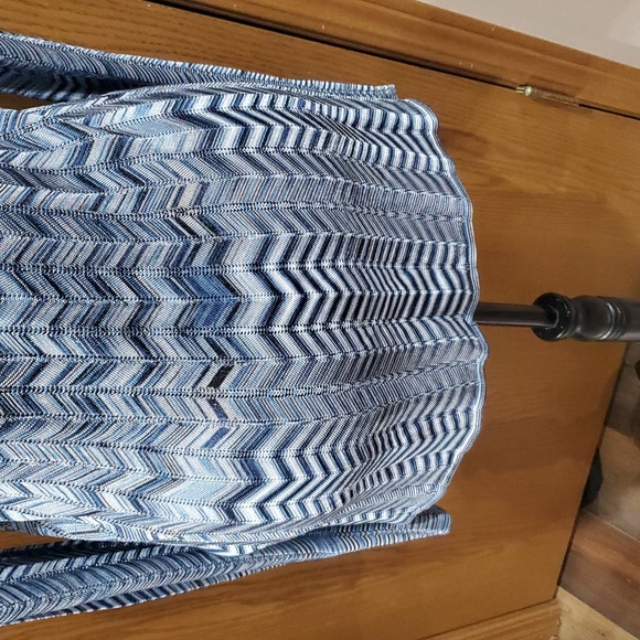 Whbm knit cold shoulder long sleeve variegated blue long length sweater top - Picture 7 of 9